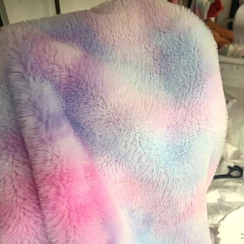 Gradient Color Artificial Rabbit Wool 8mm Long Plush Soft Fabric For Pet Dog Cat Bed DIY Cushion Cover Sewing Winter Blanket