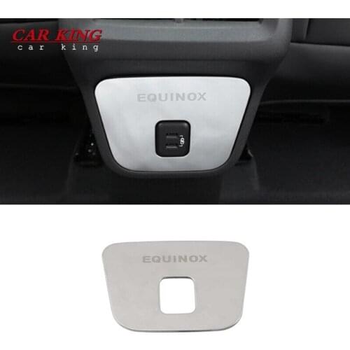 Stainless Steel interior Car Rear Armrest USB Connector Panel for Chevrolet Equinox 2017 2018 2019 2020 Accessories Auto Kit