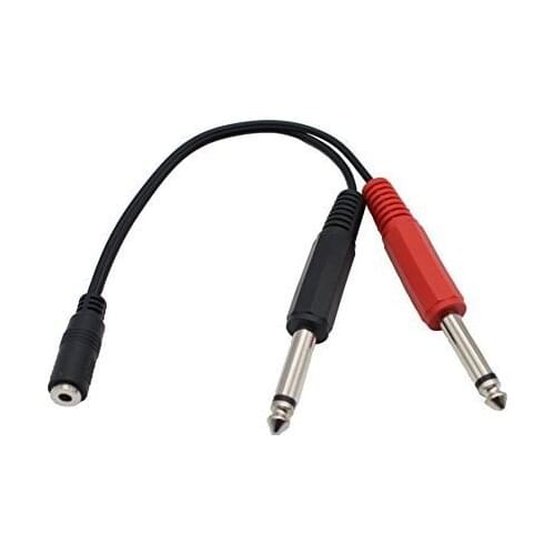 3,5mm (Mini) 1/8 TRS estéreo hembra a 2 Dual 1/4 pulgadas 6,35mm Mono TS macho Y Cable divisor 20cm/8 pulgadas (3.5FM-2x6,35 M)