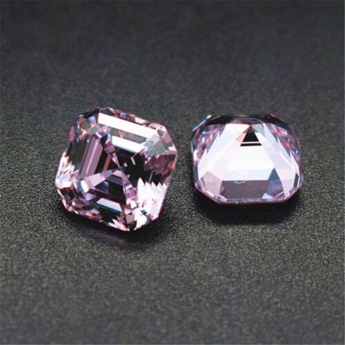 Grade AAA Light Pink Cubic Zirconia Square Faceted Gemstone Asscher Cut Cubic Zirconia Multiple Sizes to Choose C72Z