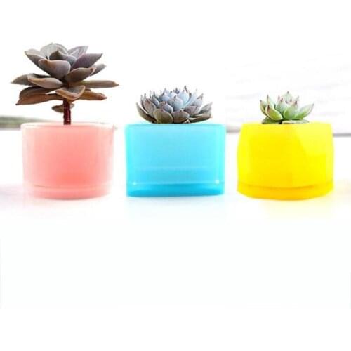 3Pcs Crystal Epoxy Resin Mold Flowerpot Casting Silicone Mould Craft Making Tool