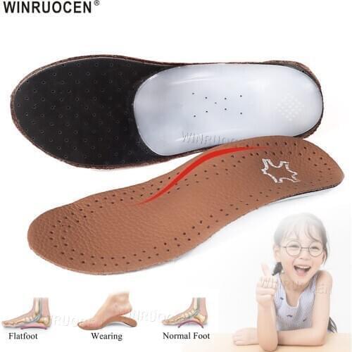 Leather orthotic insole Kids Correction Care Tool for feet men women Children O/X Leg corrected Soles Sport Shoes Pads
