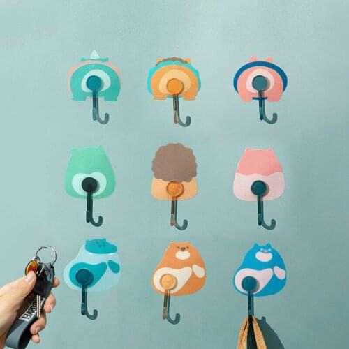 Creative Cartoon Zoo Series Hook Bathroom Kitchen Door Wall-Mounted Non-Porous Seamless Glue Hook Waterproof Storage Hook