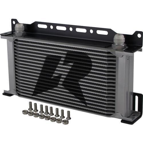 LINESRACING UNIVERSAL 19ROW AN-10AN Engine Racing OIL COOLER Black/Silver+Mounting Bracket Kit