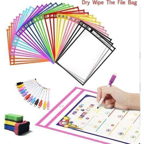 Reusable Dry Erase Pockets Board Transparent Dry Wipe The File Bag Write And Wipe Drawing Whiteboard Used for Teaching Supplies