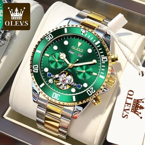 OLEVS Mens Classic Mechanical Watch Waterproof Stainless Steel Hollow Luminous Automatic Mechanical Watch Relogio Masculino