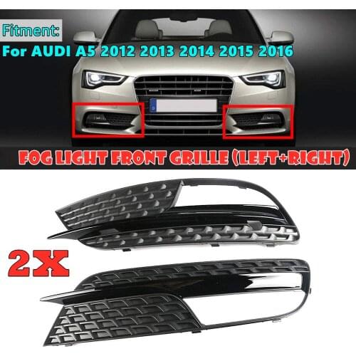 A Pair Car Front Bumper Fog Light Grilles Fog Lamp Racing Grills Gril For AUDI A5 2012 2013 2014 2015 2016 8T0807682H