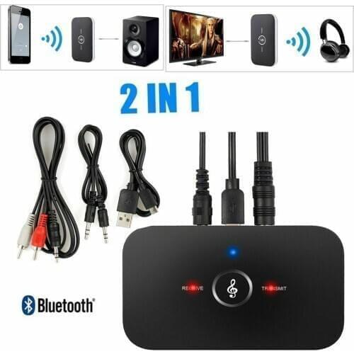 2 IN 1 Transmitter Bluetooth Receiver Wireless Audio Adapter For PC TV Headphone MP3 Car RCA 3.5MM 3.5 AUX Jack Adapters