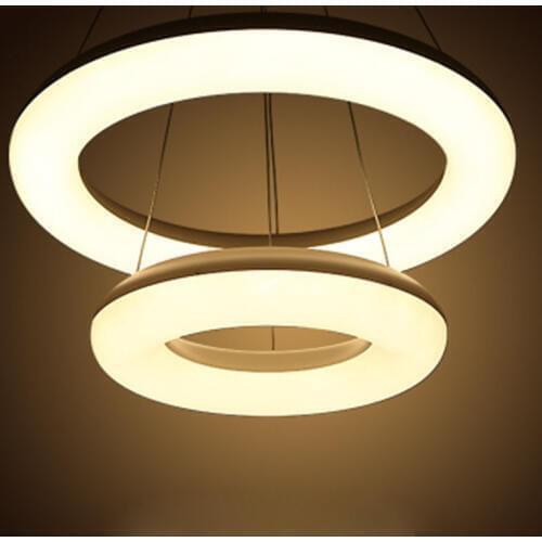 Hanging Wire Acryl LED Round Pendant Lamp DIY Individual 2 Rings LED Chip Pendant Light Fixture Dining Room Foyer Office Lamp