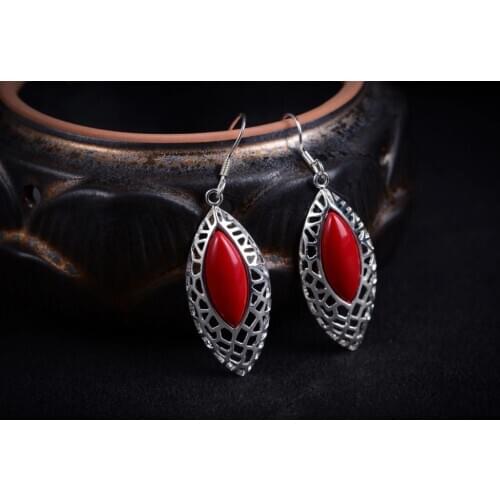 Luxury Jewelry Girls Earrings stone VINTAGE 10MM WHITE STONE ROUND red stone beads same EARRING for women