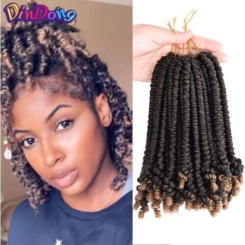 DinDong 6/8inch Spring Twist Crochet Hair Extensions Synthetic Fluffy Passion Twist Braids With Curl 20Strands/pcs For Women