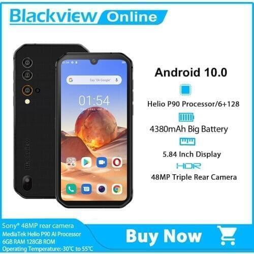 Blackview BV9900E Android 10 Rugged Mobile Phone Helio P90 6GB+128GB Cellphone 4380mAh 48MP Camera NFC Waterproof 4G Smartphone