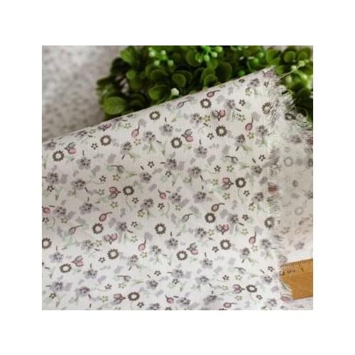 So Pretty 50x160cm 100% Cotton Grey Flower Printed Fabric Bedding Patchwork Fabric