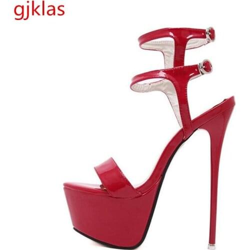 Pumps Women Shoes High Heels Platform Sandals Party Shoes for Women Stiletto Heels 16cm Patent Leather Sexy Shoes Woman Sandals