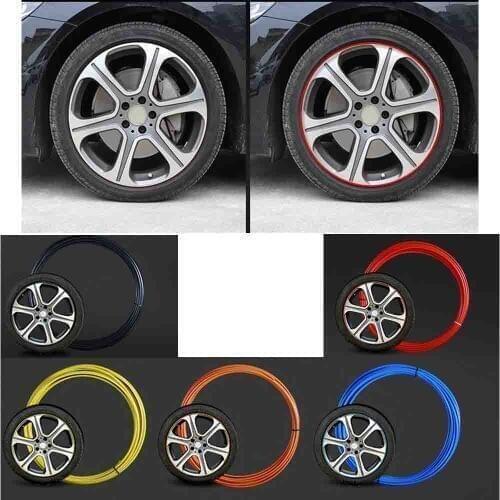Universal 8M Strip Car Wheel Hub Tire Sticker Rim Covers Flexible Mouldings Decoration Scratchproof For VW Hyundai Ford Honda