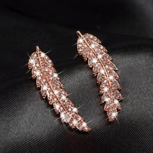 Stud Earrings For Women Delicate Feather & Leaf Shaped Gold Silver Color Party Daily Gift Fashion Jewelry