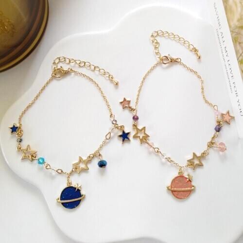 Women Star Planet Dangle Faux Quartz Bracelet Bangle Wedding Party Jewelry Gift