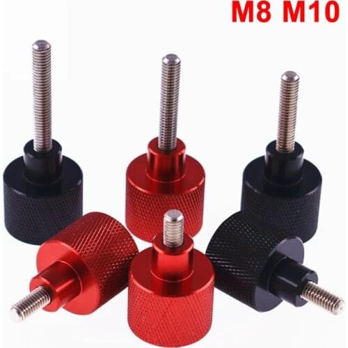 1PCS M8 M10 Black & Red Knurled Thumb Screws Aluminum Alloy Adjust Step Hand Screw Length 10-100mm