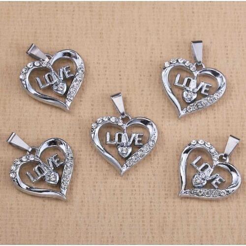 10pcs Fashion Crystal Heart Pendant Love Zircon Ms. Fashion Pendant Jewelry Christmas Gift Necklace Jewelry Wholesale