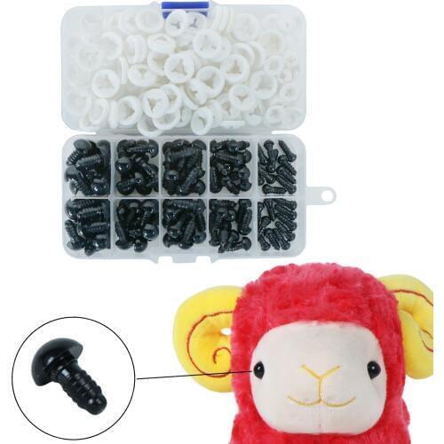 100 Pcs Black Plastic Doll Eyes with Box Safety Eyes for Teddy Bear Stuffed Toys Animal Craft Puppet Dolls Accessories Toy