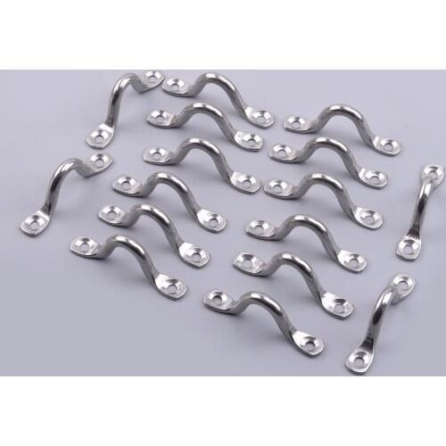 16Pcs/Set 5mm Wire Eye Straps Loop Boat Marine Plate Staple Ring Silver Stainless Steel