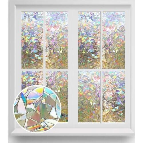 3D Privacy Decorative Glass Sticker Rainbow Effect Sticker Adhesive Vinyl Film on Removable Windows