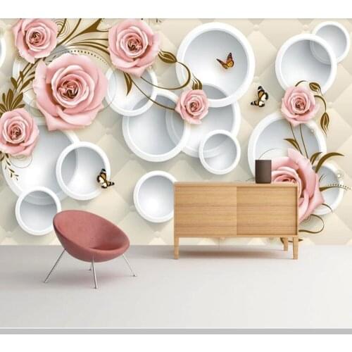Papel de pared Rose Vine 3D Circle Soft Bag wallpaper mural,living room sofa TV wall bedroom kitchen wall papers home decor