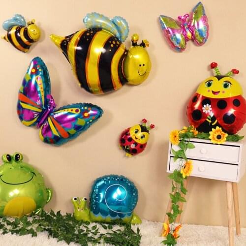 5pcs mini cute Multicolor insect Foil Balloons Butterfly bee frog snail balloon children kids party decoration baby shower toy