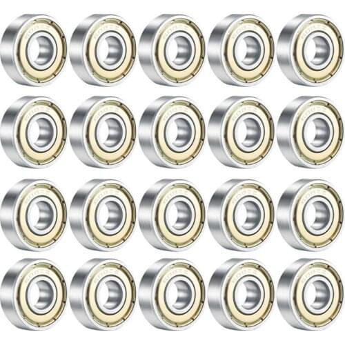 608ZZ Double Shielded Ball Bearing, Metal Deep Groove Ball Carbon Steel Miniature Roller Bearing, 20 Pieces