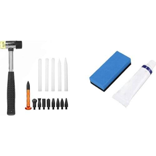 1 Set Aintless Dent Removal Aluminum Tap Down Tool & 1 Set Car Body Grinding Compound Paste Set