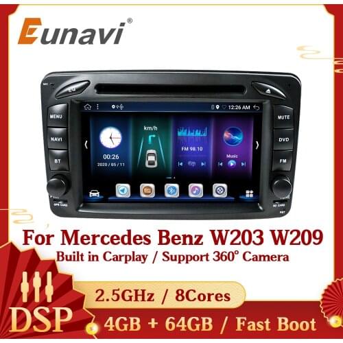 Eunavi DSP 4G 64G Android 10 Car DVD For Mercedes Benz CLK W203 W208 W209 W210 W463 Vito Viano Touch Screen Car Radio GPS 2 Din