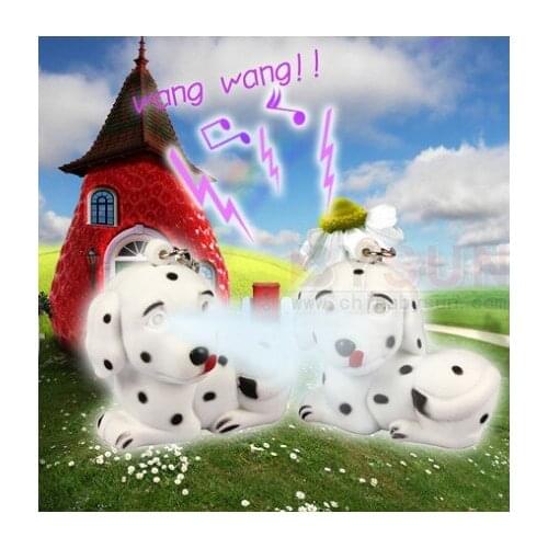 FREE SHIPPING BY DHL 200pcs/lot 2015 Plastic LED Spotted Puppy Shaped Keychains with Sound Novelty Children Toy Keyrings