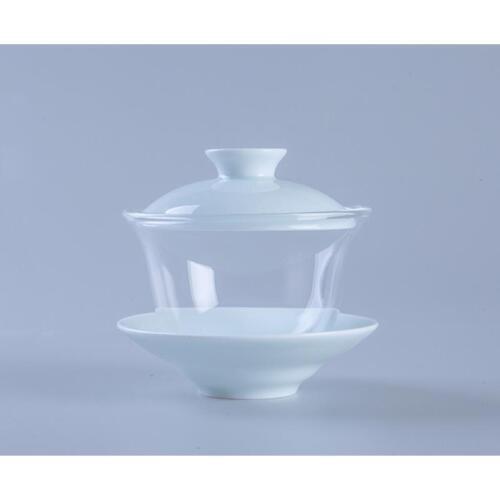 "KingTeaMall" Celadon Porcelain + Heat Resistant Glass Gaiwan for Chinese Gongfu Tea, Teawares, Teasets, Teatools, Gifts