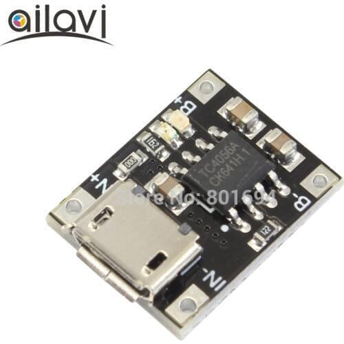 TC4056 Mini Lithium Battery Charging Module Supports MICRO USB 5V-6V to 4.2V 1A Charger Board 3.6V3.7V 18650 Charger