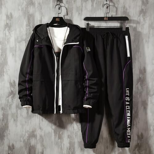 Mens Tracksuit Man Two Piece Set Sweatsuit 2020 New Overalls Leisure Suit Hooded Jackets +Harem Pants Casual Mens Set Clothing