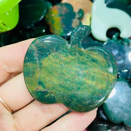 Natural Aquatic Agate Quartz Hand Carved Apple Leaf Ornament Healing Gemstone Home Decoration