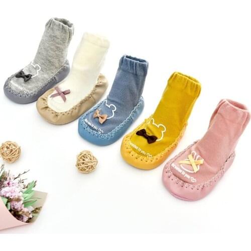 Bowknot New Cute Baby Sock Skin Bottom Footwear Antiskid Baby Socks Floor Cartoon Socks Childrens Stockings