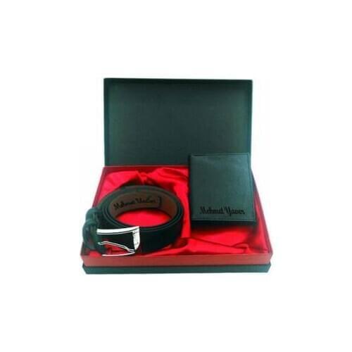 Original Personalized Design Men Wallets Faux Leather Wallet and Belt Set Gift Box