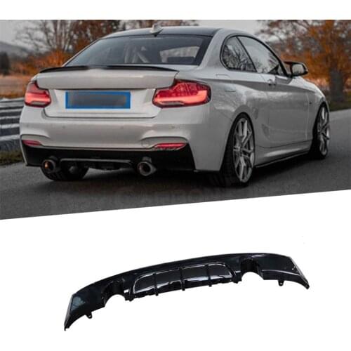 PP Car Rear Bumper Lip Spoiler Diffuser for BMW 2 Series F22 M Sport 2014-2017 Rear Diffuser Gloss Black Car Style Add On