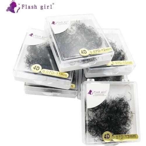 Flash Girl Premade Volume Fans Lash 4D 8-15mm Russia Volume Eyelash Extensions Short Stem Individual Eyelashes Makeup