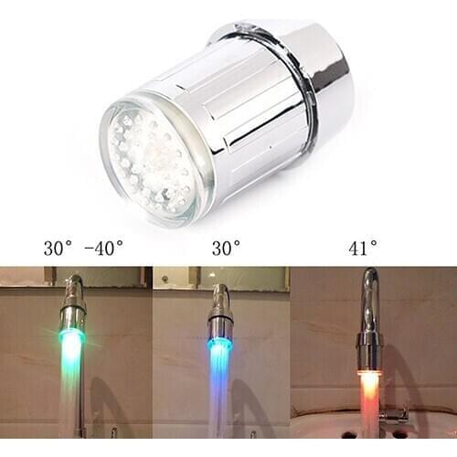 Silver Kitchen Tap LED Water Faucet Light Glowing Shower Head Aerators 3 Color
