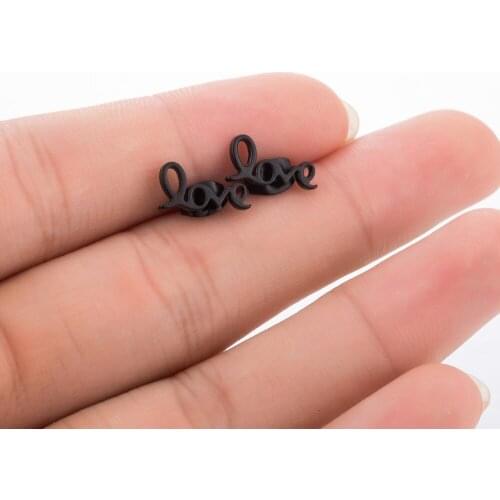 Stainless Steel Letter LOVE Stud Earrings for Women Cute Korean Fashion Heart Earring Trendy Jewelry Accessories Aretes