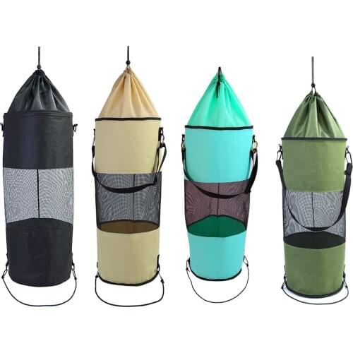 Boat Trash Bag Drawstring Hoop Ship Garbage Bag Portable Oxford Cloth Waste Storage Pouch for Outdoor, Sky Blue