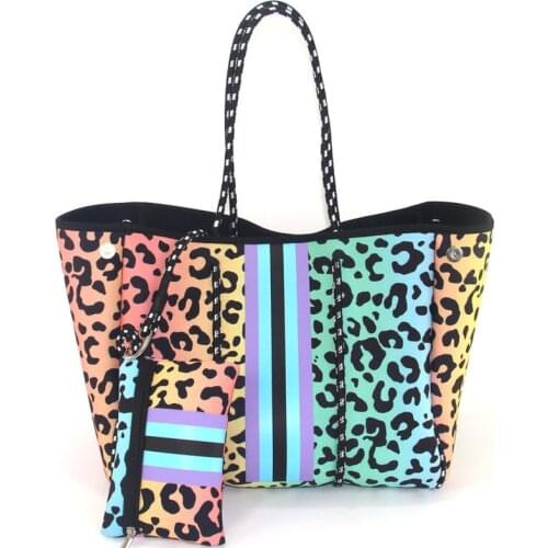 2021 Fashion Casual Diving Fabric Neoprene Bags Breathable Large Casual Shoulder Tote Bag Top Handle Weekenders Travel Bag