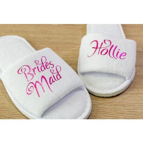 Personalized name fushia Bride spa slippers bridesmaid maid-of-honour slippers birthday Christmas birthday wedding party favors