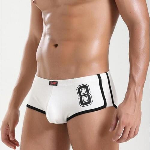 2021 Men U Convex Underpants Number 8 Printing Skin-friendly Patchwork Mid Waist Men Underpants Panties Gay Male Trunks Panties