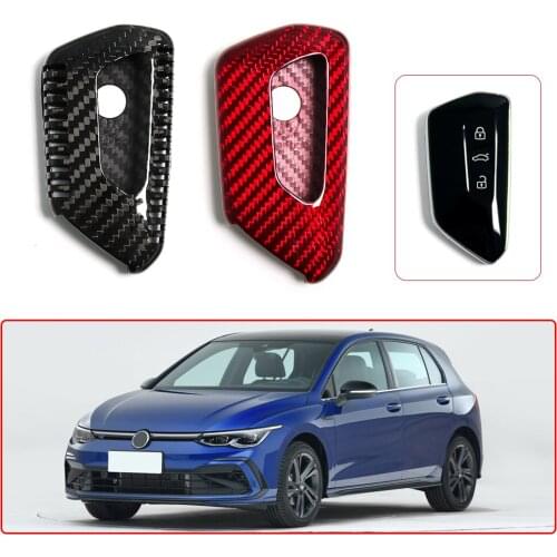 Carbon Fiber Car Remote Key Cover Shell Case Fob Protection Trim For Volkswagen For VW Golf 8 Mk8 GTI GTD R 2020-21 Accessories