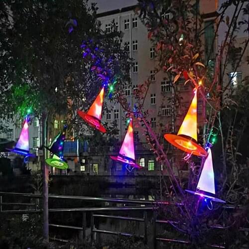 Halloween Decoration Witch Hat LED Lights Halloween Elf Ears For Kids Party Decor Supplies Outdoor Tree Hanging Ornament Diy