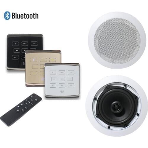 Smart home audio music mini wireless remote Bluetooth wall amplifier with touch key and 2 ceiling speakers,Support USB/SD/AUX