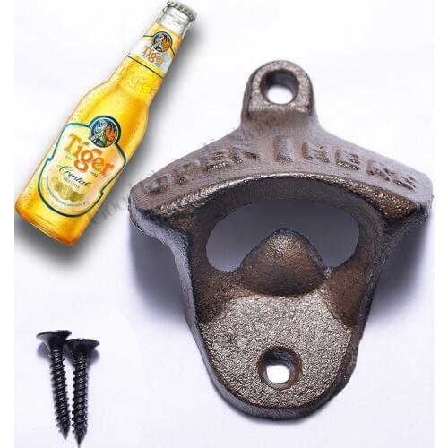 Vintage/Retro Style Metal Cast Iron Wall Mounted Bottle Opener Cap Lifter for Beer Cola With Two Screws (OPEN HERE)